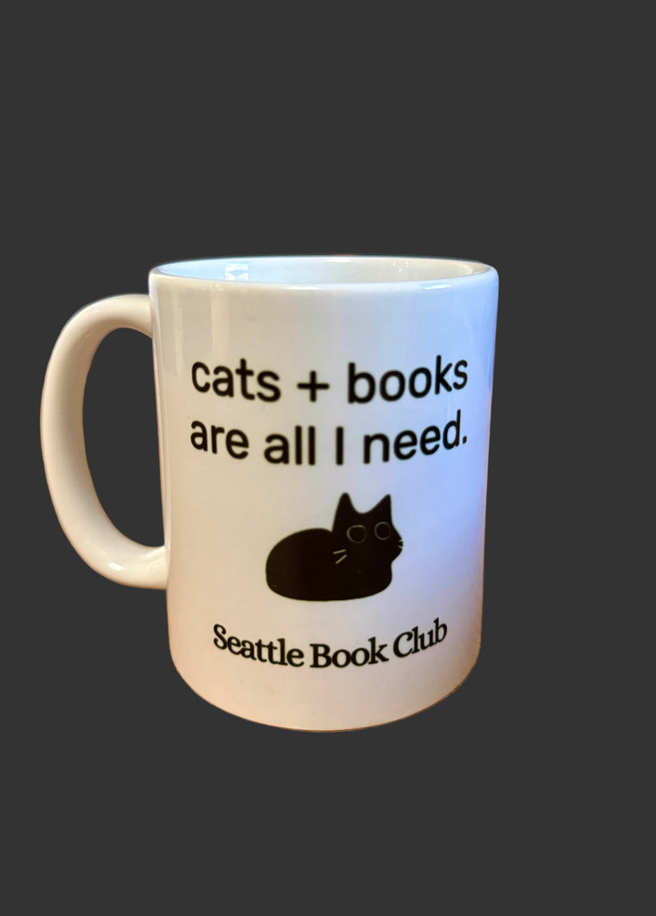 mug with cat and "cats + books are all I need"