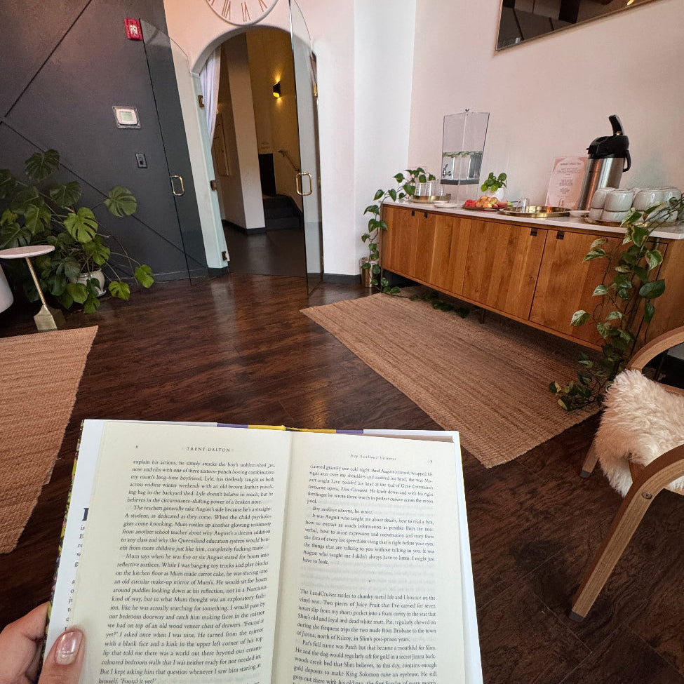 spa with a book